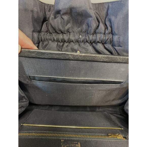 VTG 60s Ingber & Co. Black Cabretta Leather Handbag Gold Rose Clasp Retro USA - Picture 6 of 11